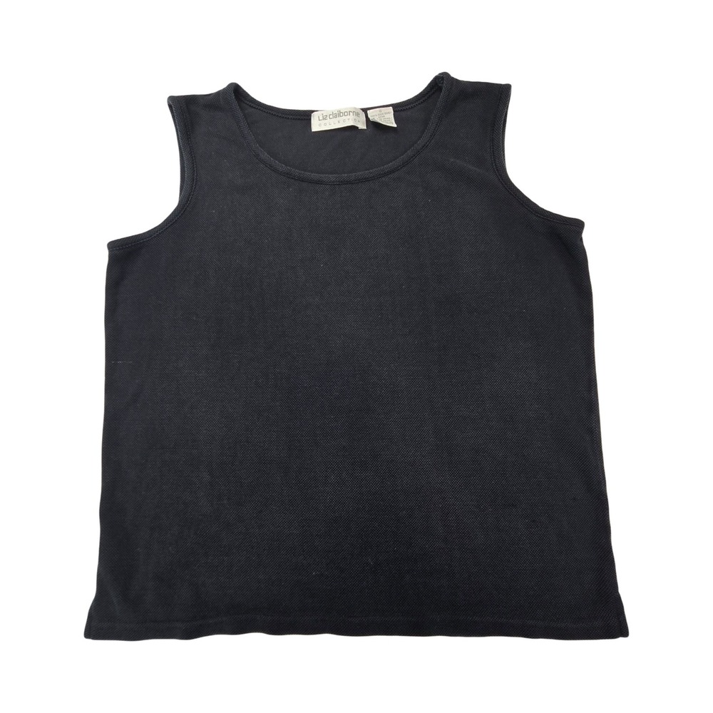 Liz Claiborne Collection Black 100% Silk Knit Sleeveless Tank Top Small VTG 90s
